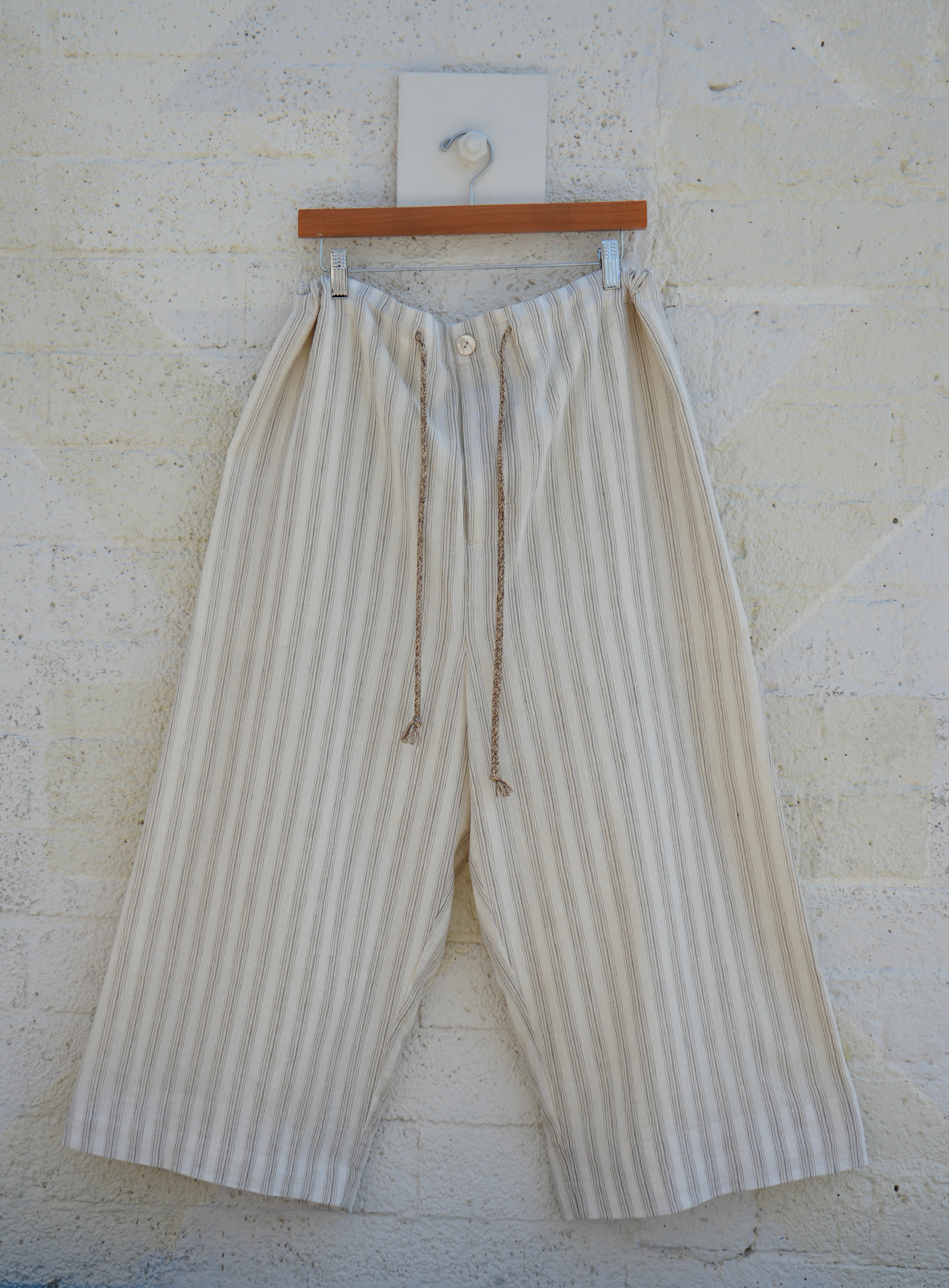 CREAM STRIPED DRAWSTRING PANT