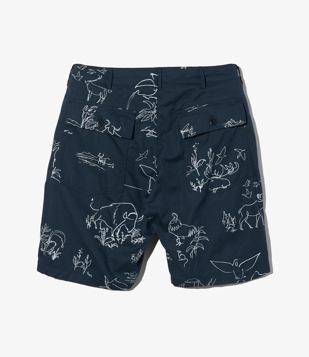 Fatigue Short - Navy Animal Print