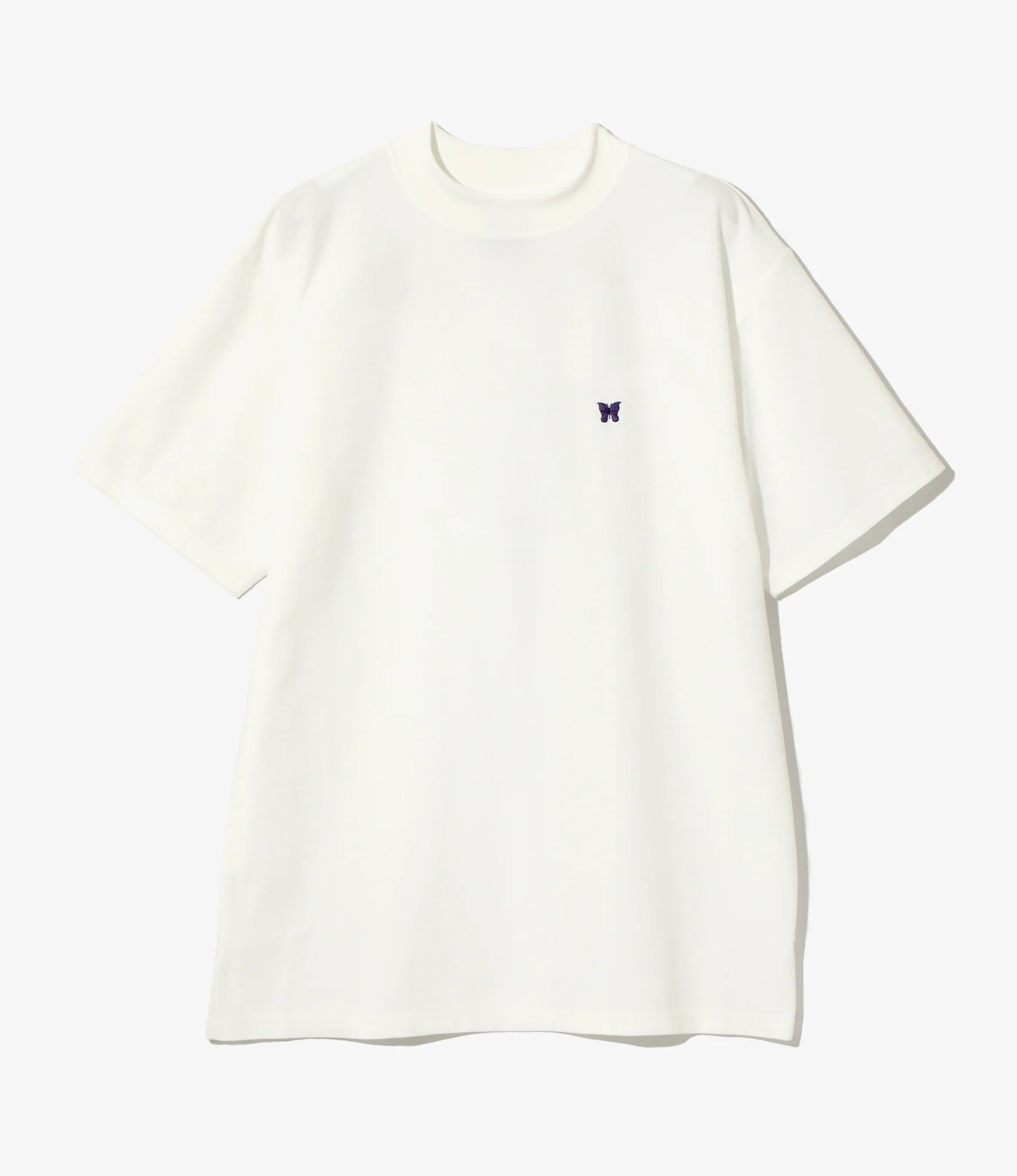 S/S Mock Neck Tee - White - Poly Pique