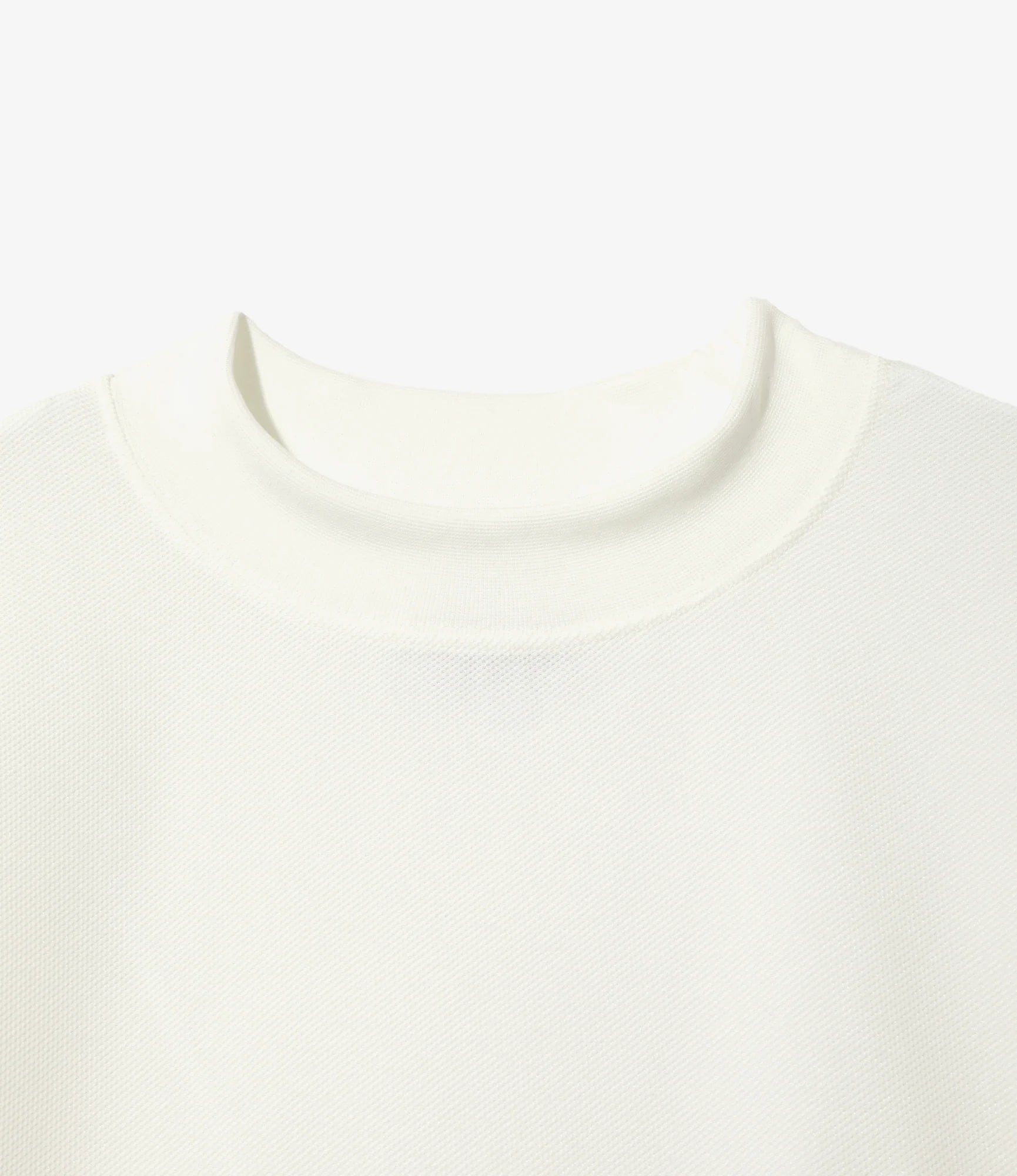 S/S Mock Neck Tee - White - Poly Pique
