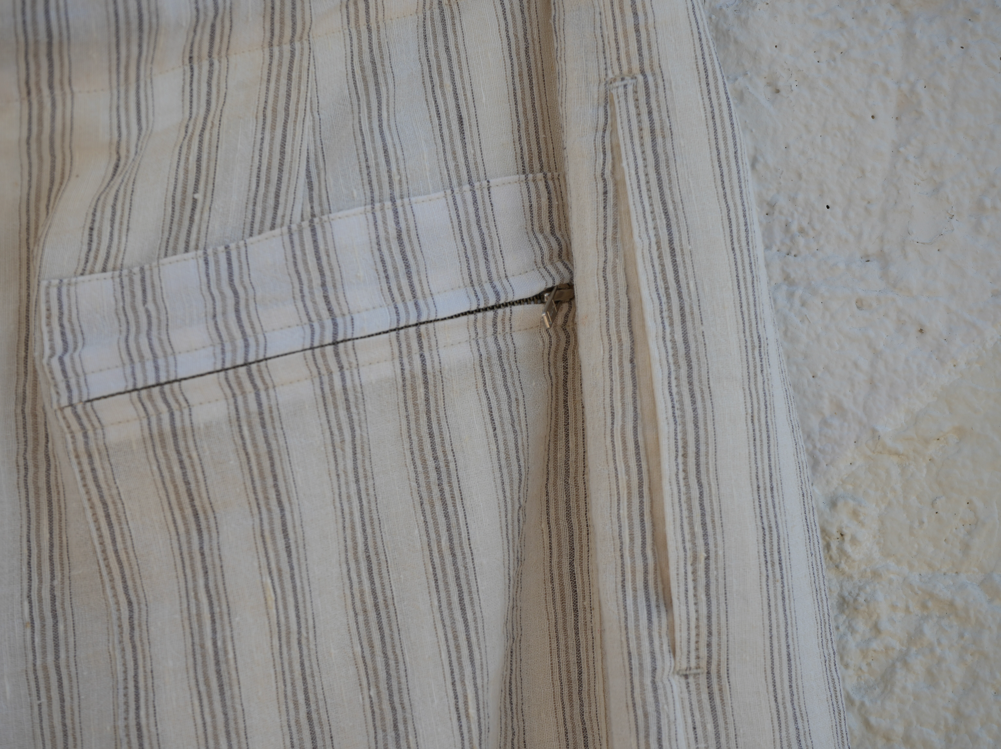 CREAM STRIPED DRAWSTRING PANT