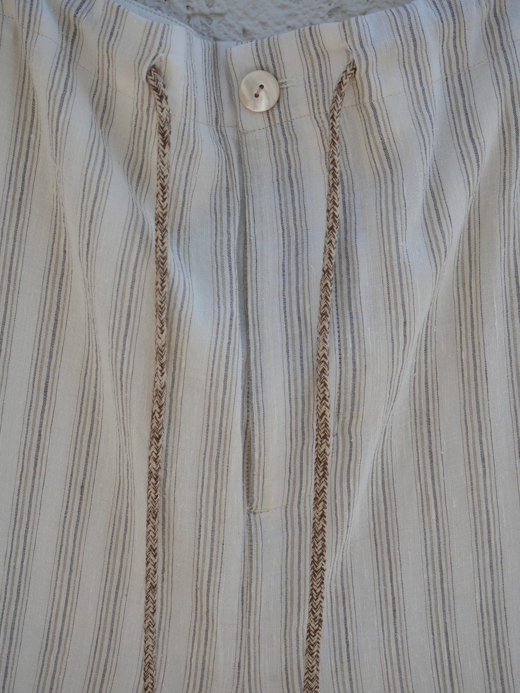 CREAM STRIPED DRAWSTRING PANT
