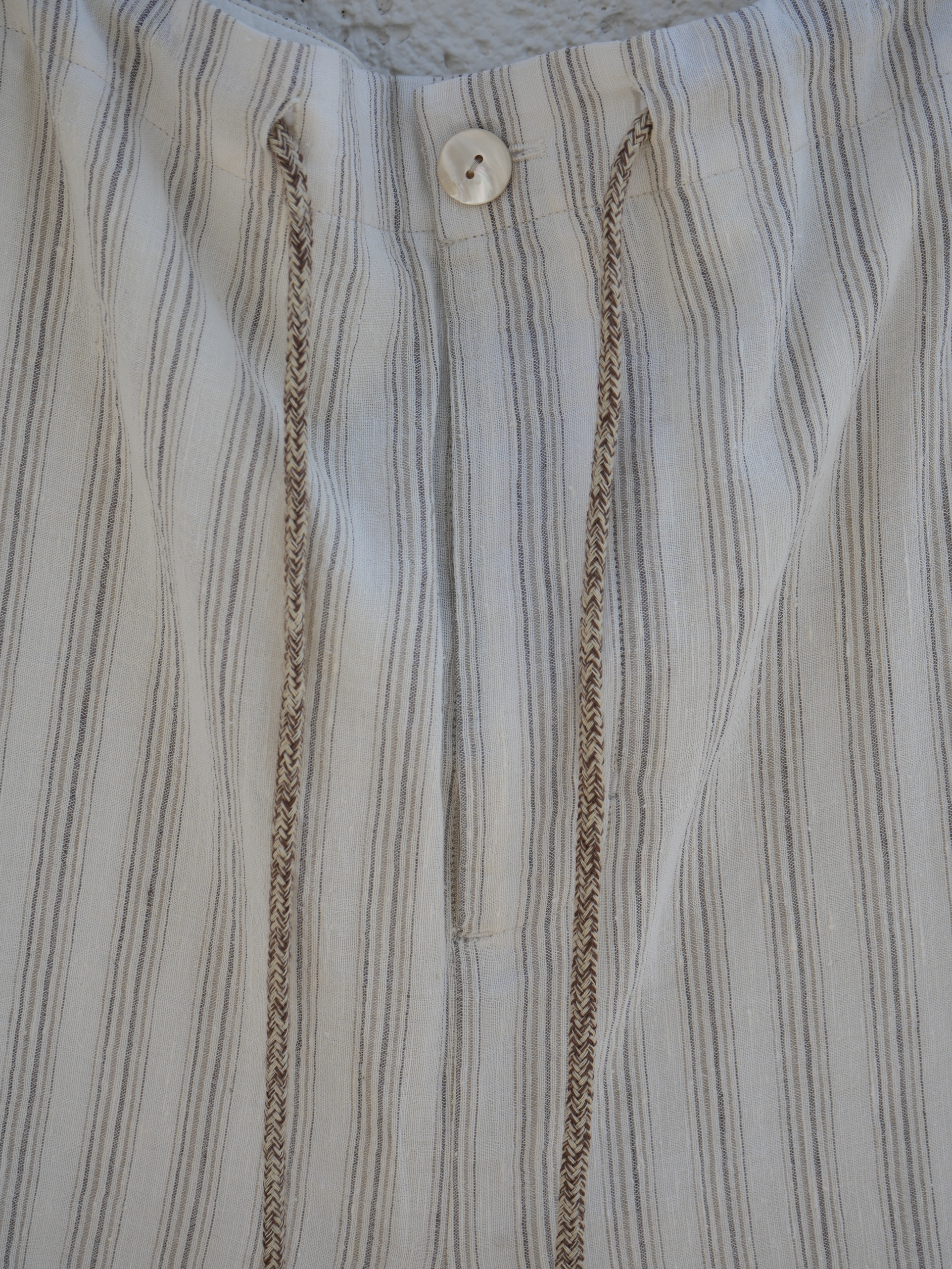 CREAM STRIPED DRAWSTRING PANT