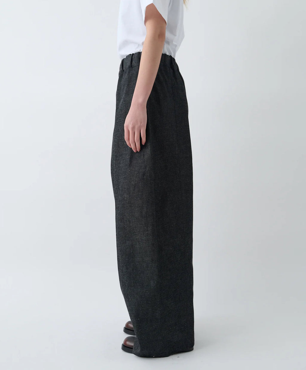 Box Pleat Trouser Denim - Raw Black