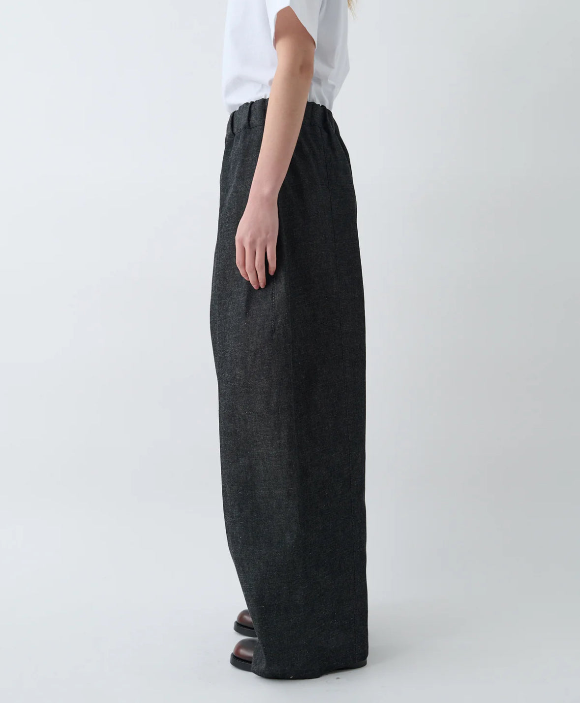 Box Pleat Trouser Denim - Raw Black